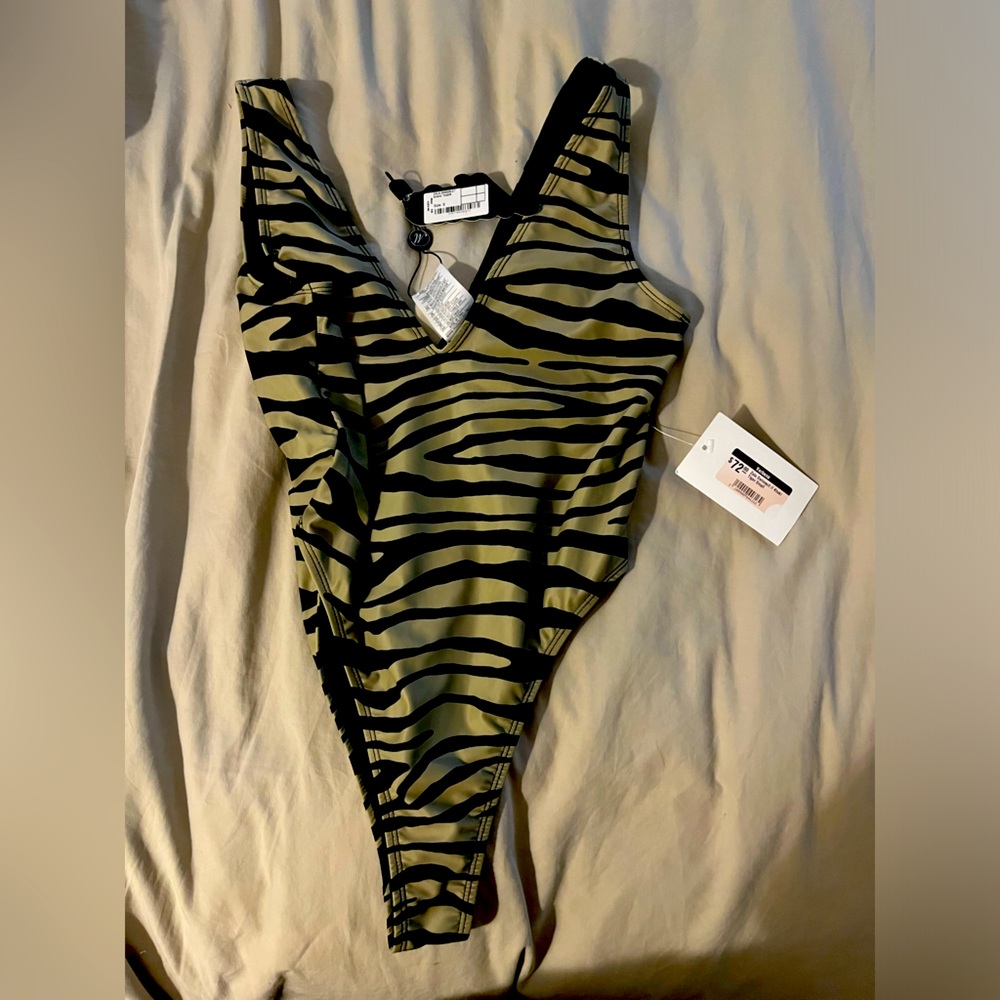 NET Zebra Print One-Piece Motel Swimsuit